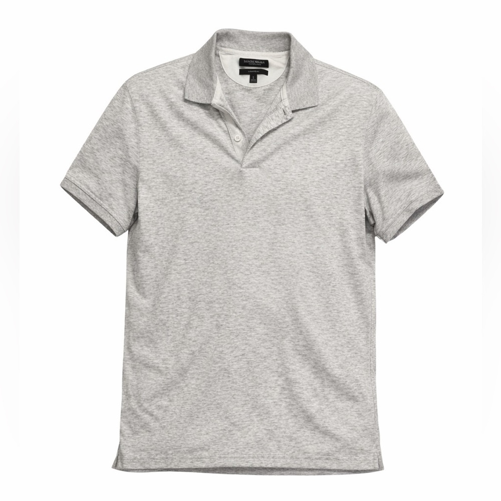 Banana Republic Mens Luxury Touch Standard Fit Polo Sz L Light Heather Gray - Picture 2 of 4